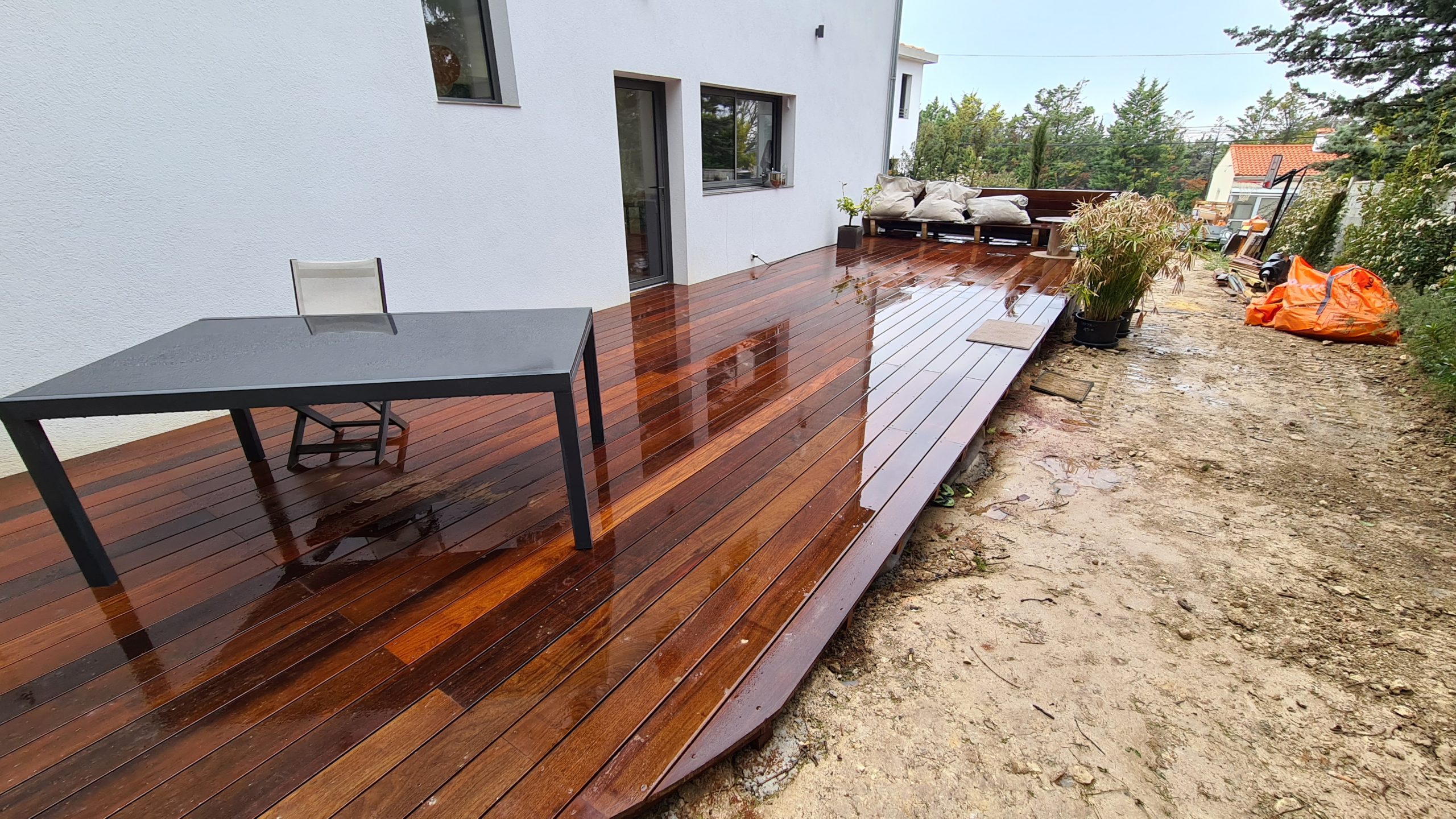Terrasse en bois avec parquet ciré