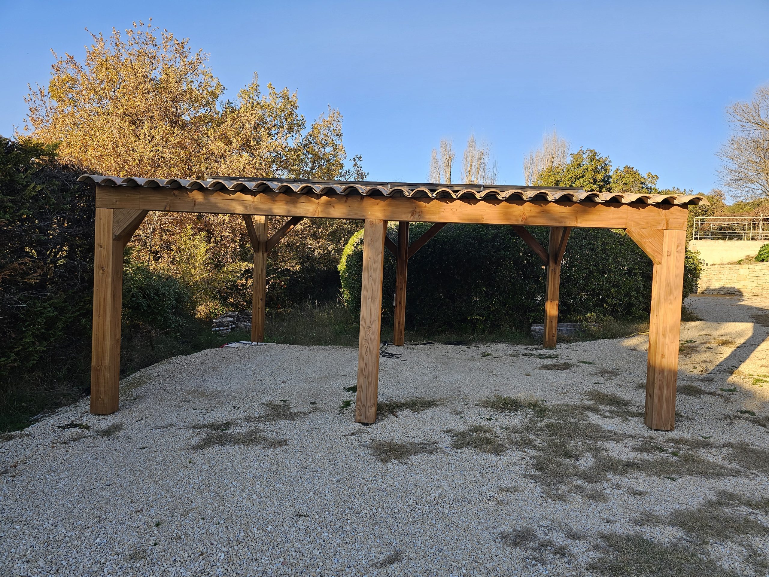 création d'un abris voiture double en douglas carport 